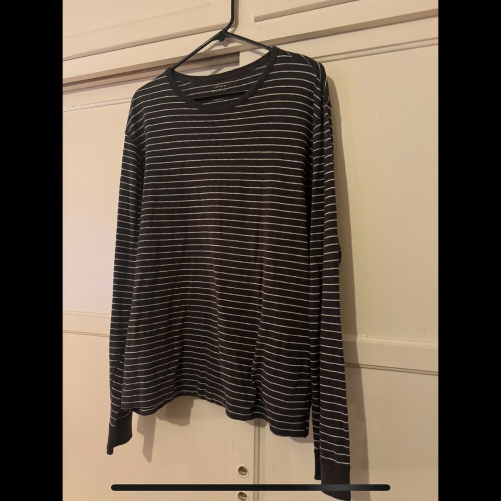 J. CREW  | Striped long-sleeve washed jersey tee | Large (L)